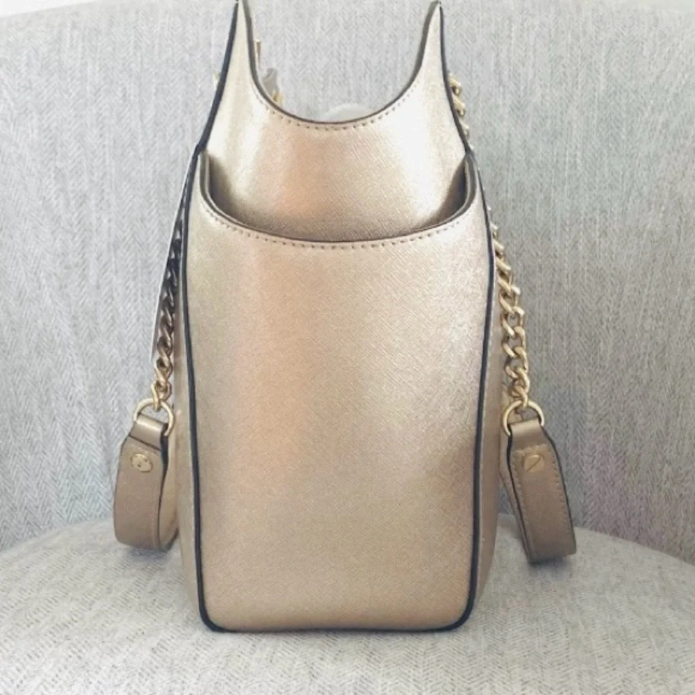 Michael Kors Saffiano Leather Gold Chain Tote Bag